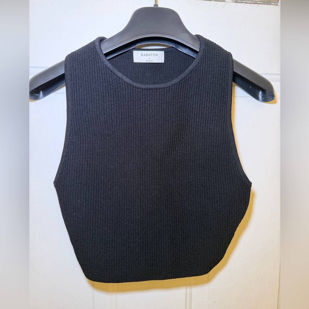 Aritzia Babaton Black Ribbed Contour Tank Top